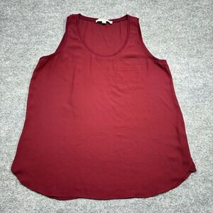 LOFT Womens Small‎ Burgundy Sleeveless Pocket Tank Blouse Dressy Workwear